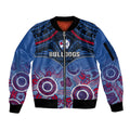 Bulldogs Football Sleeve Zip Bomber Jacket Doggies Aboriginal Mix Polynesian Pattern LT14
