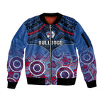 Bulldogs Football Sleeve Zip Bomber Jacket Doggies Aboriginal Mix Polynesian Pattern LT14