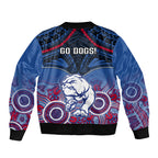 Bulldogs Football Sleeve Zip Bomber Jacket Doggies Aboriginal Mix Polynesian Pattern LT14