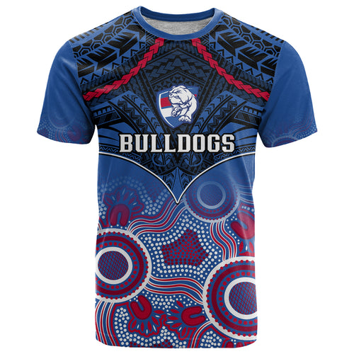Bulldogs Football T Shirt Doggies Aboriginal Mix Polynesian Pattern LT14