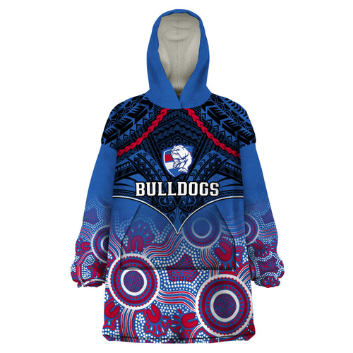 Bulldogs Football Wearable Blanket Hoodie Doggies Aboriginal Mix Polynesian Pattern LT14