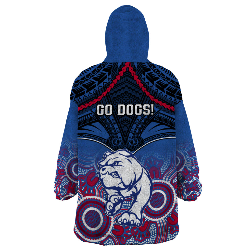 Bulldogs Football Wearable Blanket Hoodie Doggies Aboriginal Mix Polynesian Pattern LT14