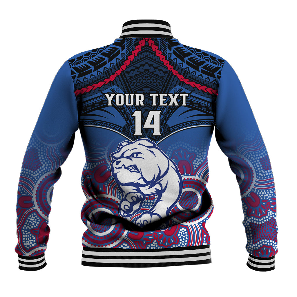 Personalised Bulldogs Football Baseball Jacket Doggies Aboriginal Mix Polynesian Pattern LT14