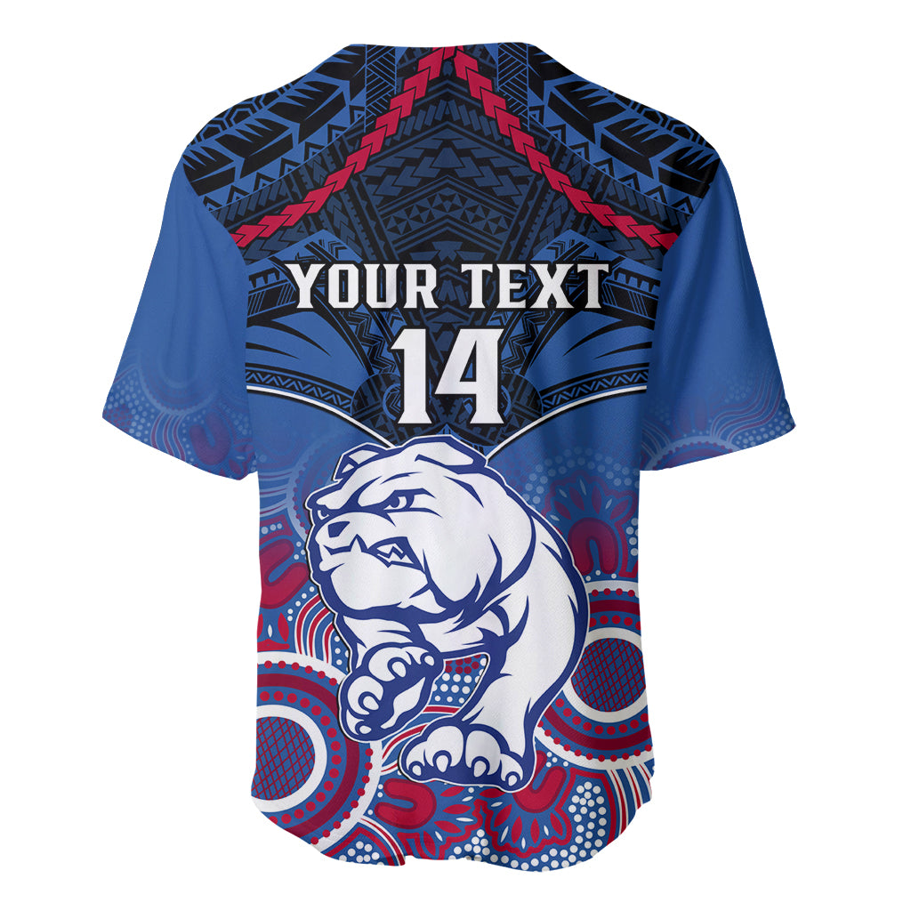 Personalised Bulldogs Football Baseball Jersey Doggies Aboriginal Mix Polynesian Pattern LT14