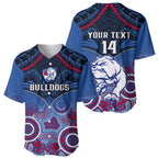 Personalised Bulldogs Football Baseball Jersey Doggies Aboriginal Mix Polynesian Pattern LT14