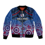 Personalised Bulldogs Football Bomber Jacket Doggies Aboriginal Mix Polynesian Pattern LT14