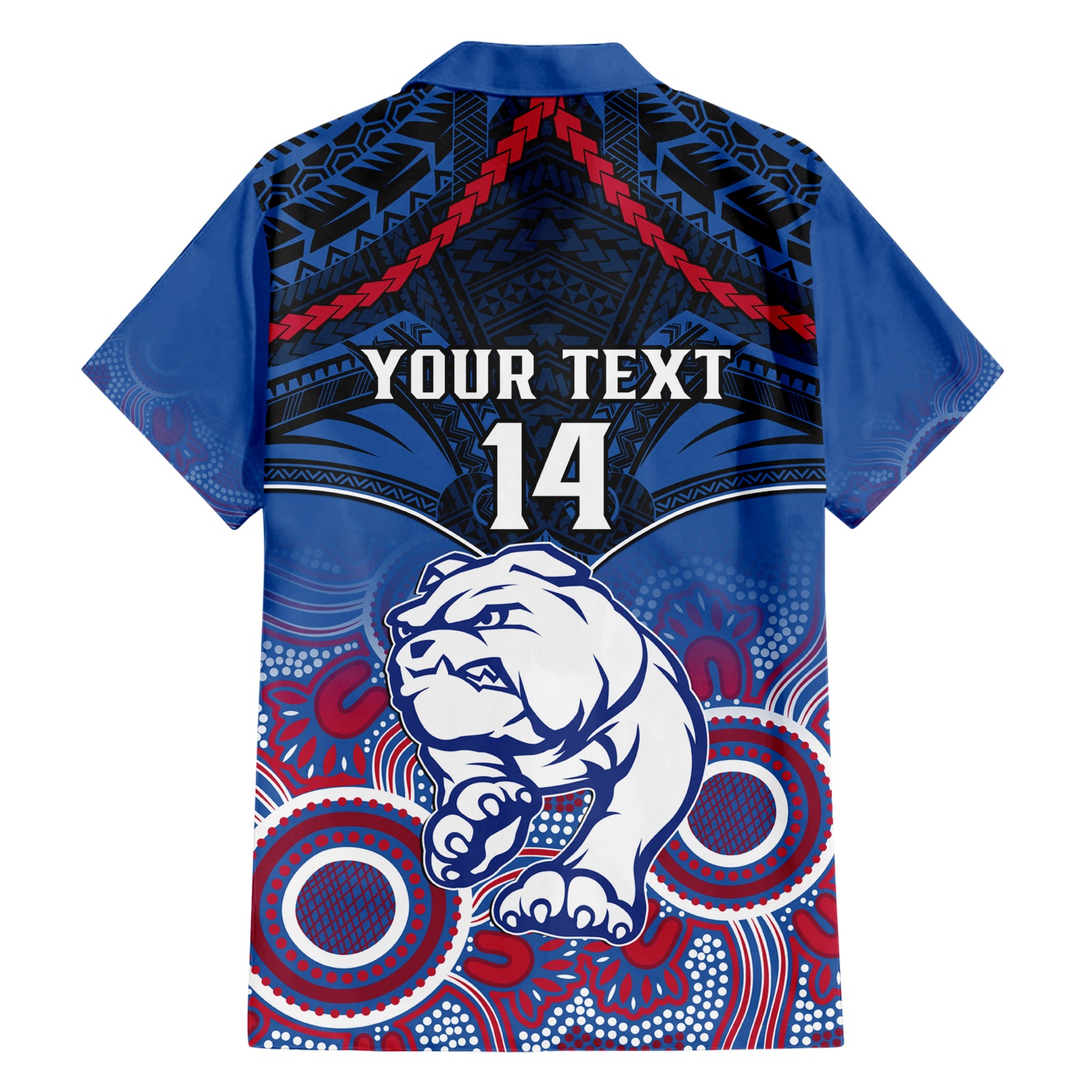 Personalised Bulldogs Football Hawaiian Shirt Doggies Aboriginal Mix Polynesian Pattern LT14