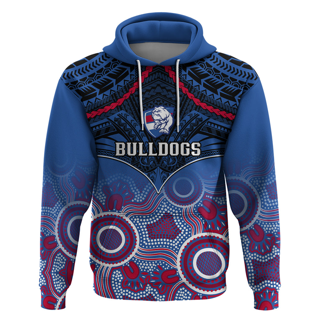 Personalised Bulldogs Football Hoodie Doggies Aboriginal Mix Polynesian Pattern LT14