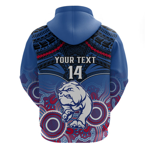 Personalised Bulldogs Football Hoodie Doggies Aboriginal Mix Polynesian Pattern LT14