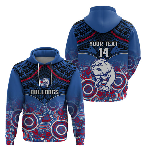 Personalised Bulldogs Football Hoodie Doggies Aboriginal Mix Polynesian Pattern LT14