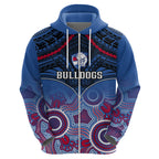 Personalised Bulldogs Football Hoodie Doggies Aboriginal Mix Polynesian Pattern LT14