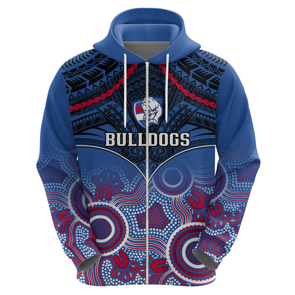 Personalised Bulldogs Football Hoodie Doggies Aboriginal Mix Polynesian Pattern LT14