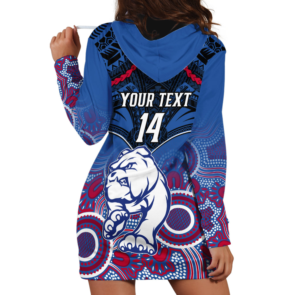 Personalised Bulldogs Football Hoodie Dress Doggies Aboriginal Mix Polynesian Pattern LT14