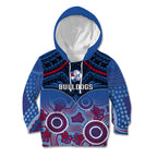 Personalised Bulldogs Football Kid Hoodie Doggies Aboriginal Mix Polynesian Pattern LT14