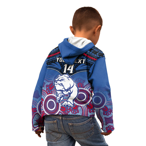 Personalised Bulldogs Football Kid Hoodie Doggies Aboriginal Mix Polynesian Pattern LT14