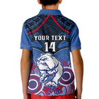 Personalised Bulldogs Football Kid Polo Shirt Doggies Aboriginal Mix Polynesian Pattern LT14