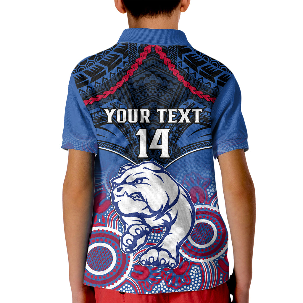 Personalised Bulldogs Football Kid Polo Shirt Doggies Aboriginal Mix Polynesian Pattern LT14