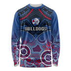 Personalised Bulldogs Football Long Sleeve Shirt Doggies Aboriginal Mix Polynesian Pattern LT14