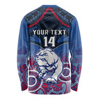 Personalised Bulldogs Football Long Sleeve Shirt Doggies Aboriginal Mix Polynesian Pattern LT14