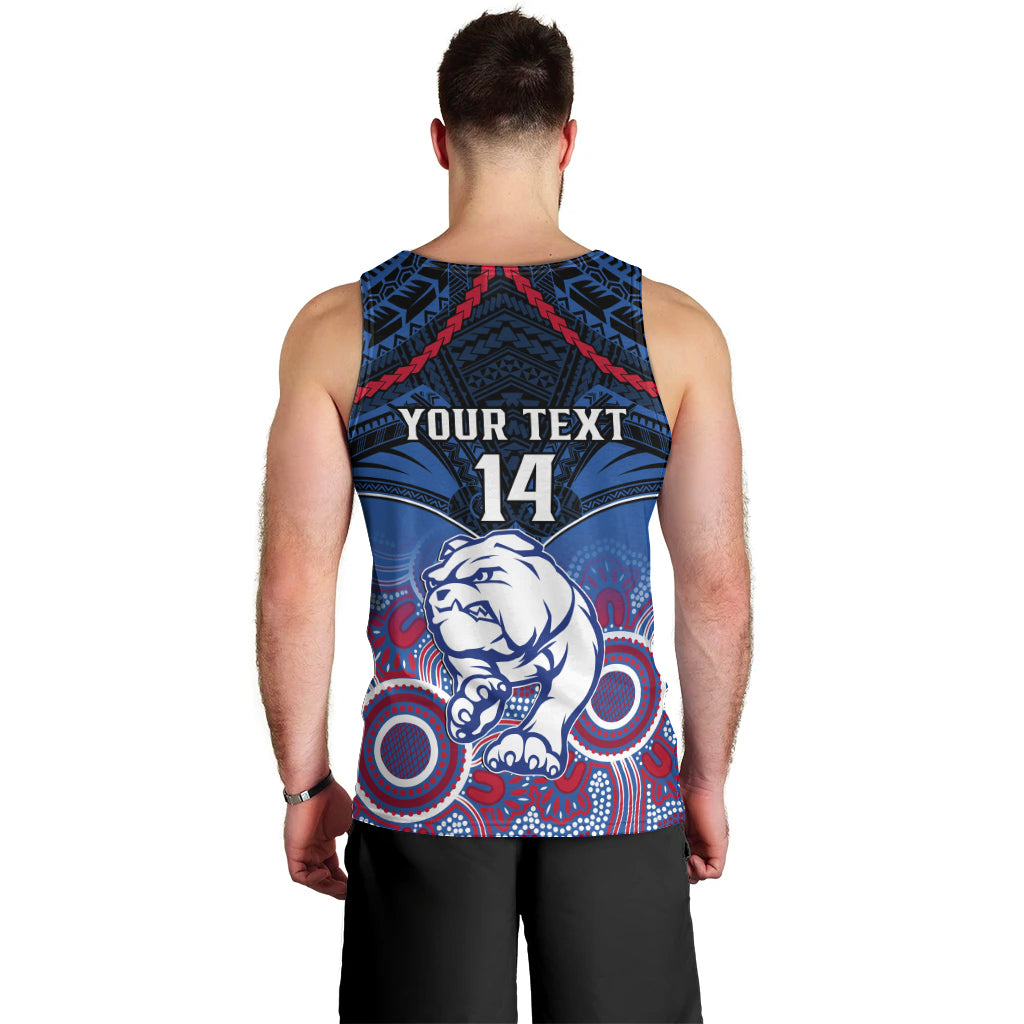 Personalised Bulldogs Football Men Tank Top Doggies Aboriginal Mix Polynesian Pattern LT14