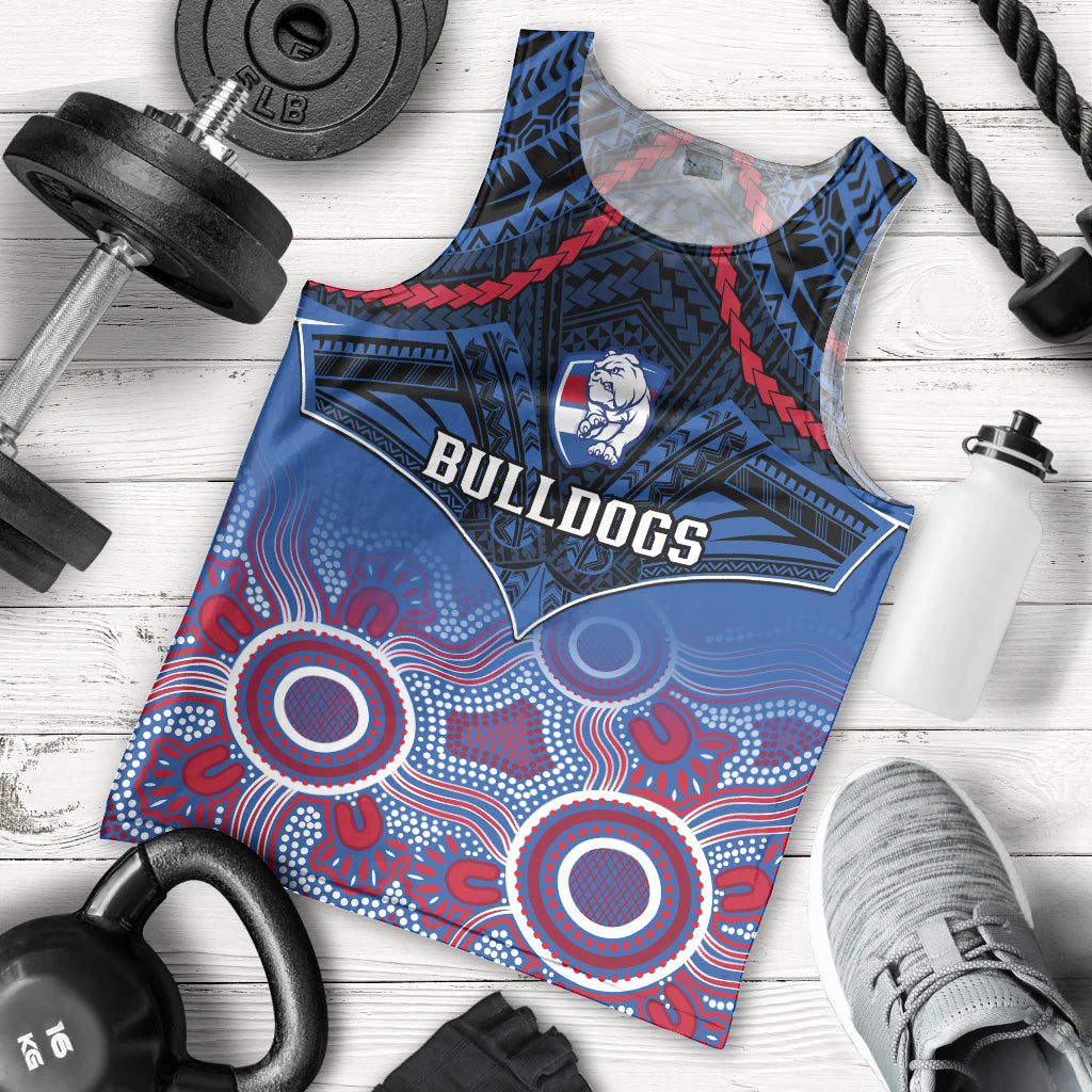 Personalised Bulldogs Football Men Tank Top Doggies Aboriginal Mix Polynesian Pattern LT14