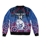 Personalised Bulldogs Football Sleeve Zip Bomber Jacket Doggies Aboriginal Mix Polynesian Pattern LT14