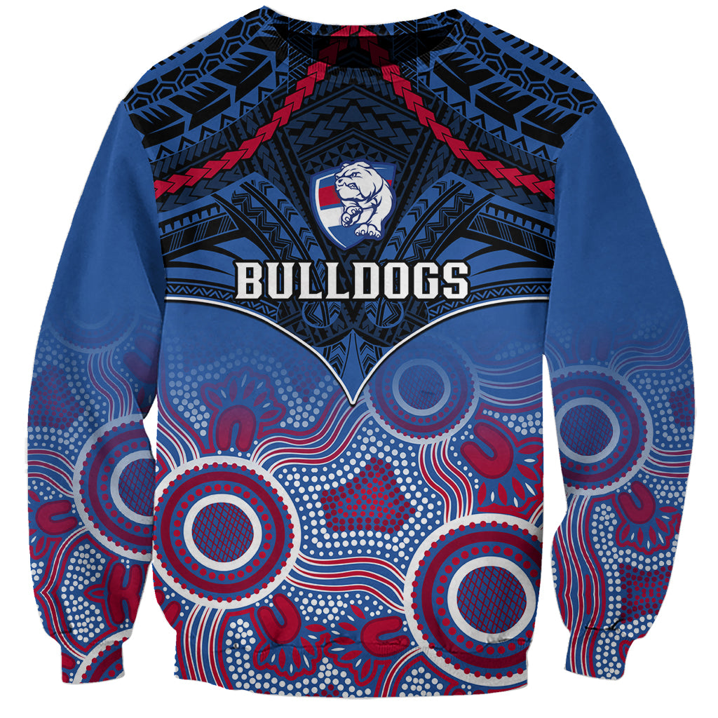 Personalised Bulldogs Football Sweatshirt Doggies Aboriginal Mix Polynesian Pattern LT14