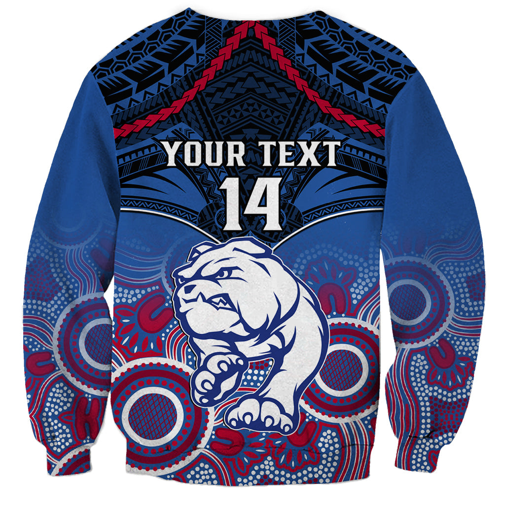 Personalised Bulldogs Football Sweatshirt Doggies Aboriginal Mix Polynesian Pattern LT14