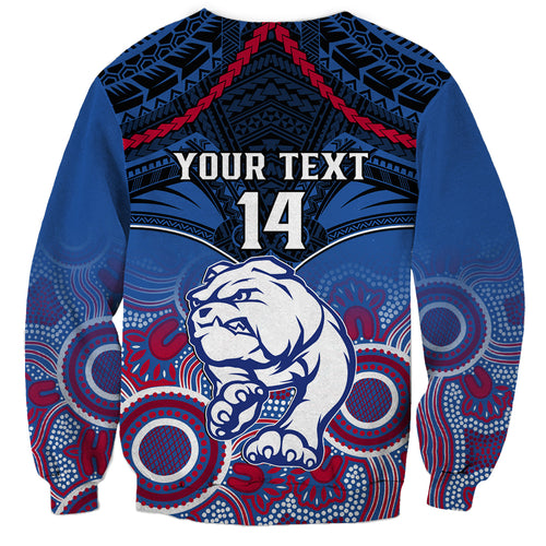 Personalised Bulldogs Football Sweatshirt Doggies Aboriginal Mix Polynesian Pattern LT14