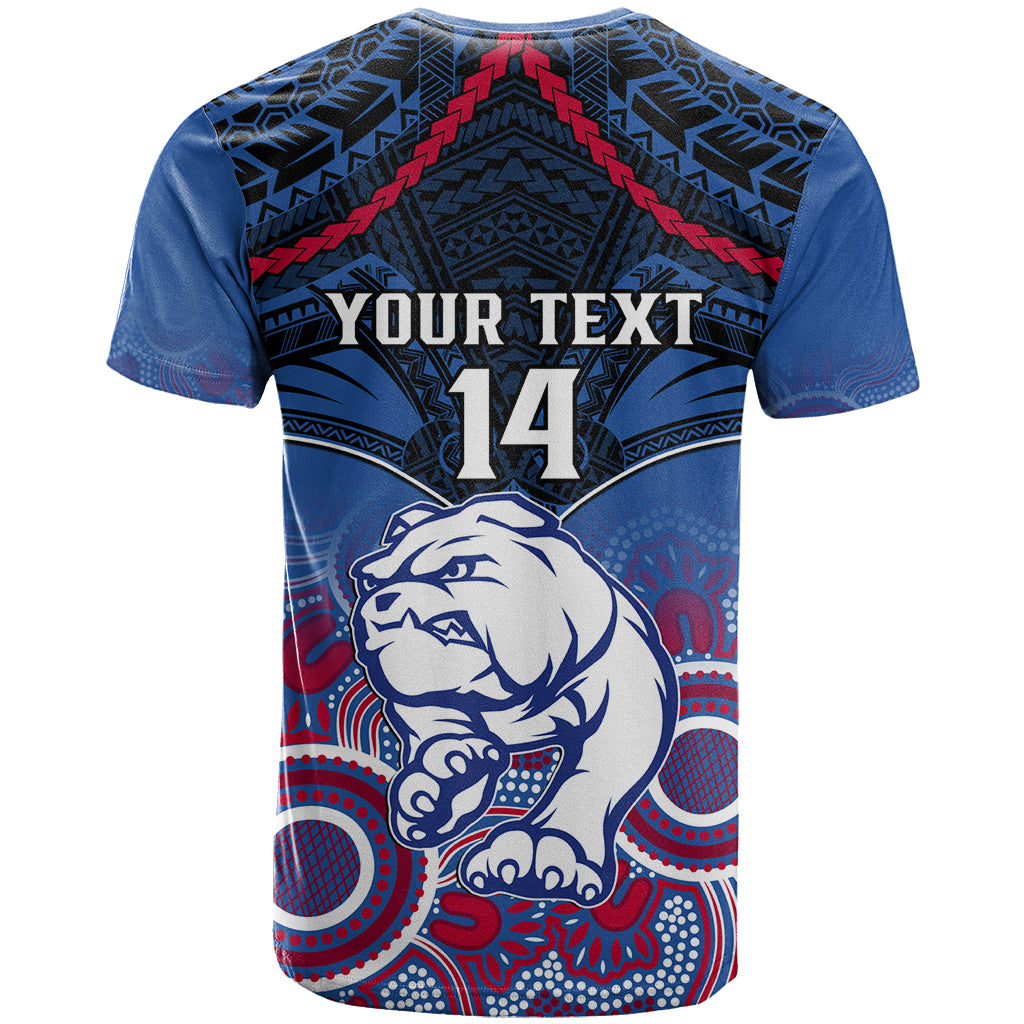 Personalised Bulldogs Football T Shirt Doggies Aboriginal Mix Polynesian Pattern LT14