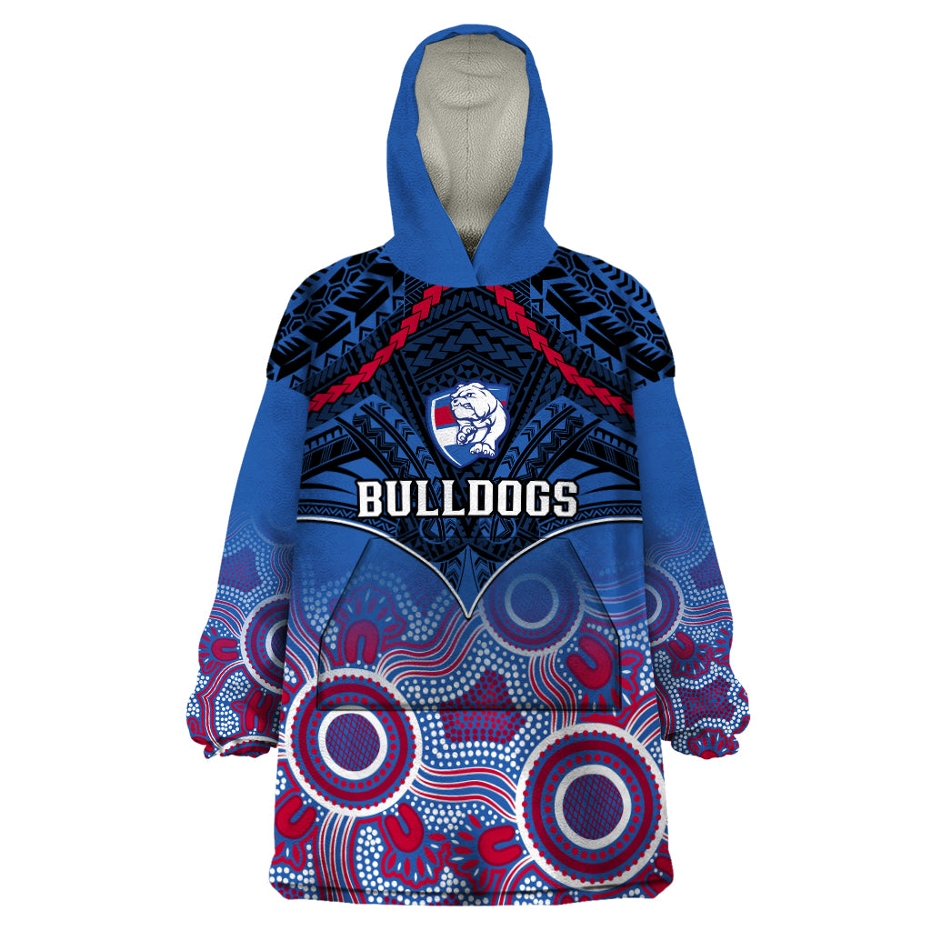 Personalised Bulldogs Football Wearable Blanket Hoodie Doggies Aboriginal Mix Polynesian Pattern LT14