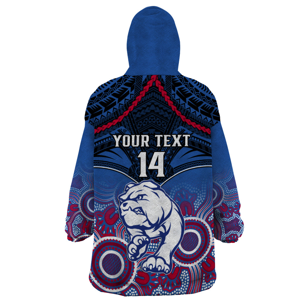 Personalised Bulldogs Football Wearable Blanket Hoodie Doggies Aboriginal Mix Polynesian Pattern LT14