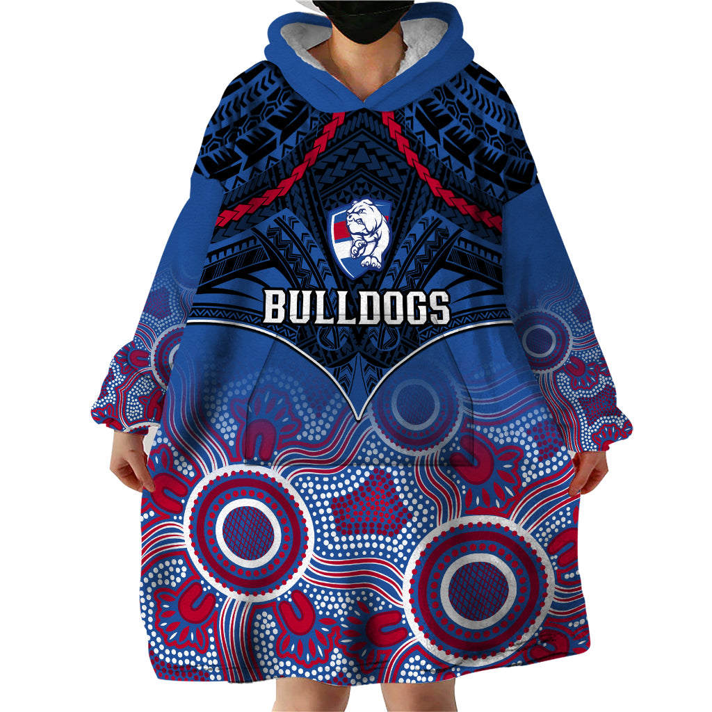 Personalised Bulldogs Football Wearable Blanket Hoodie Doggies Aboriginal Mix Polynesian Pattern LT14