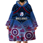 Personalised Bulldogs Football Wearable Blanket Hoodie Doggies Aboriginal Mix Polynesian Pattern LT14