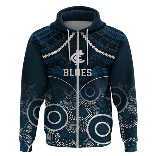 personalised-carlton-football-hoodie-blues-aboriginal-mix-polynesian-pattern