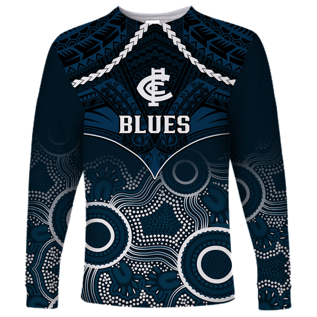 personalised-carlton-football-long-sleeve-shirt-blues-aboriginal-mix-polynesian-pattern