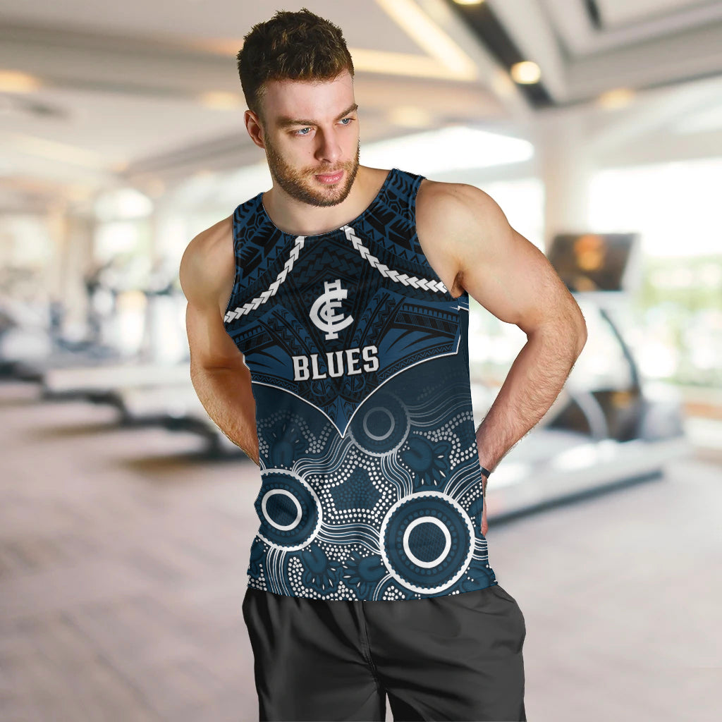 personalised-carlton-football-men-tank-top-blues-aboriginal-mix-polynesian-pattern