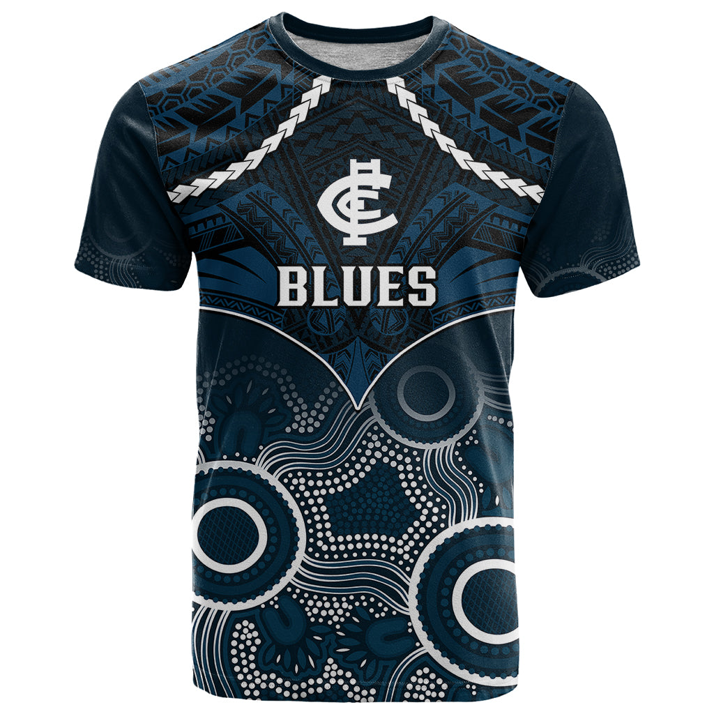 personalised-carlton-football-t-shirt-blues-aboriginal-mix-polynesian-pattern