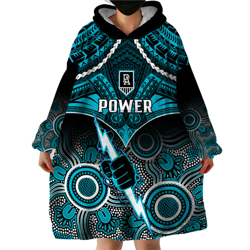 port-adelaide-football-wearable-blanket-hoodie-power-aboriginal-mix-polynesian-pattern