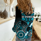 Port Adelaide Football Women Casual Shirt Power Aboriginal Mix Polynesian Pattern LT14