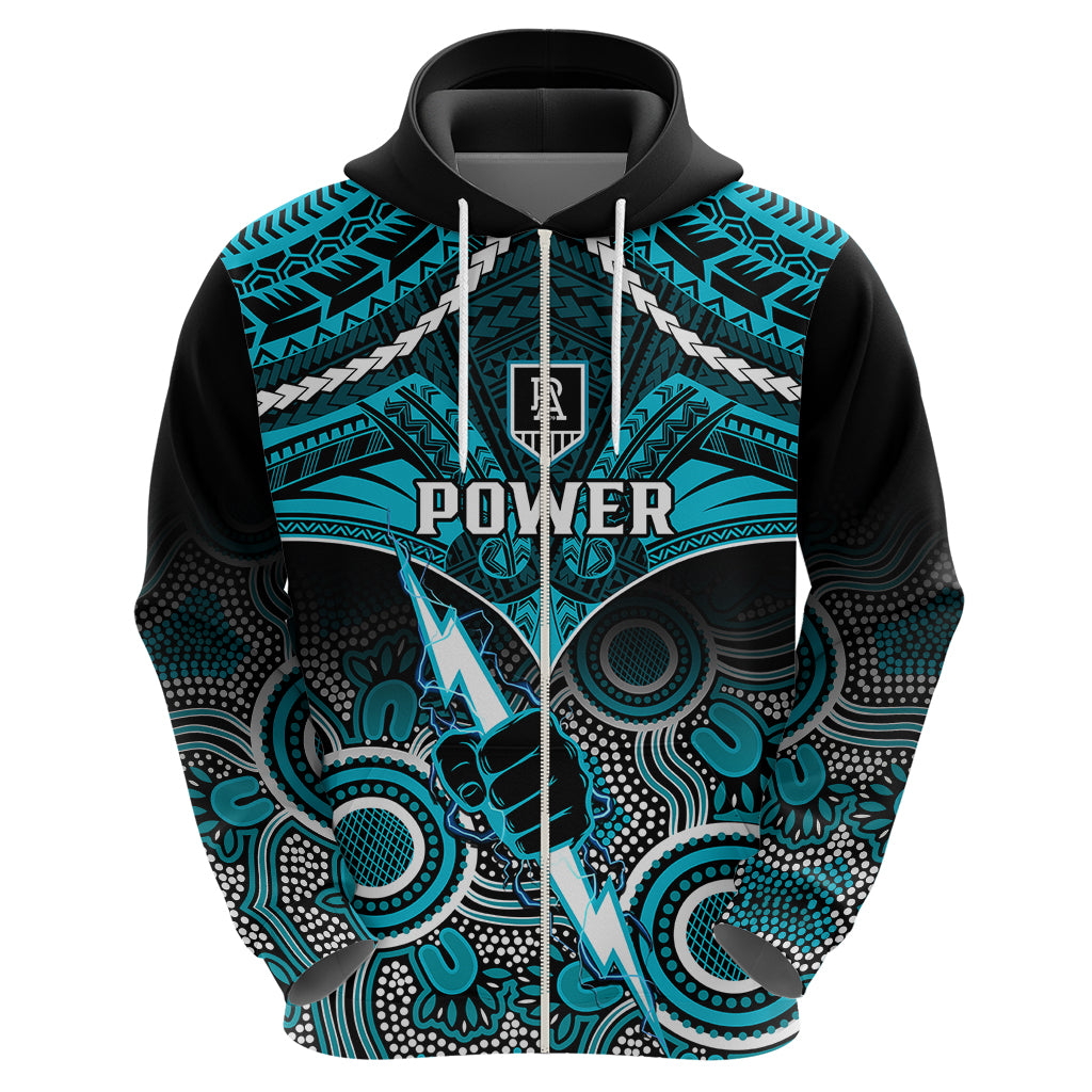personalised-port-adelaide-football-hoodie-power-aboriginal-mix-polynesian-pattern