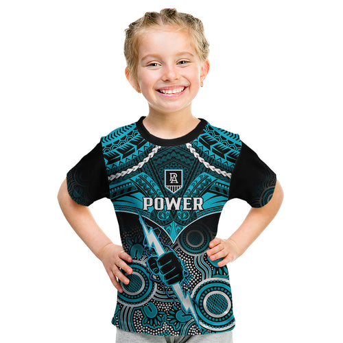 personalised-port-adelaide-football-kid-t-shirt-power-aboriginal-mix-polynesian-pattern