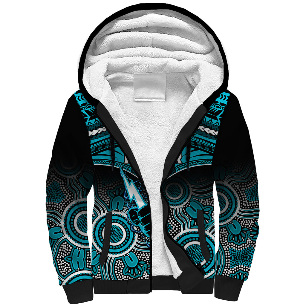 personalised-port-adelaide-football-sherpa-hoodie-power-aboriginal-mix-polynesian-pattern