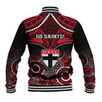 St Kilda Football Baseball Jacket Saints Aboriginal Mix Polynesian Pattern LT14