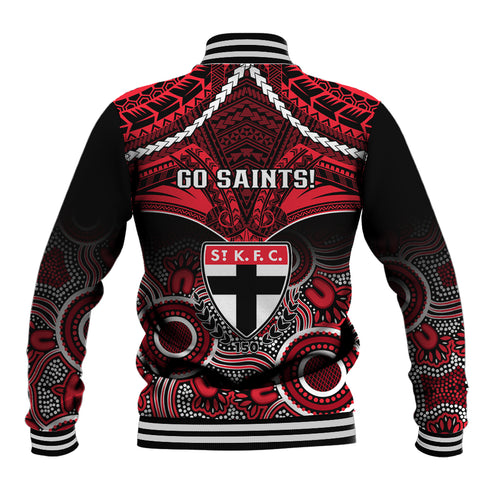 St Kilda Football Baseball Jacket Saints Aboriginal Mix Polynesian Pattern LT14