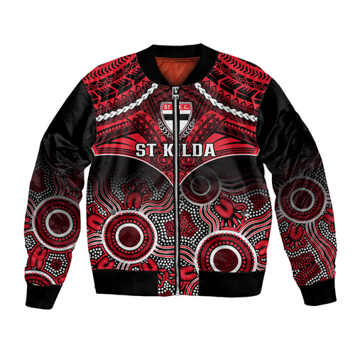 St Kilda Football Bomber Jacket Saints Aboriginal Mix Polynesian Pattern LT14