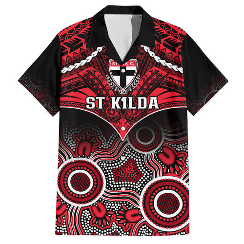 St Kilda Football Hawaiian Shirt Saints Aboriginal Mix Polynesian Pattern LT14
