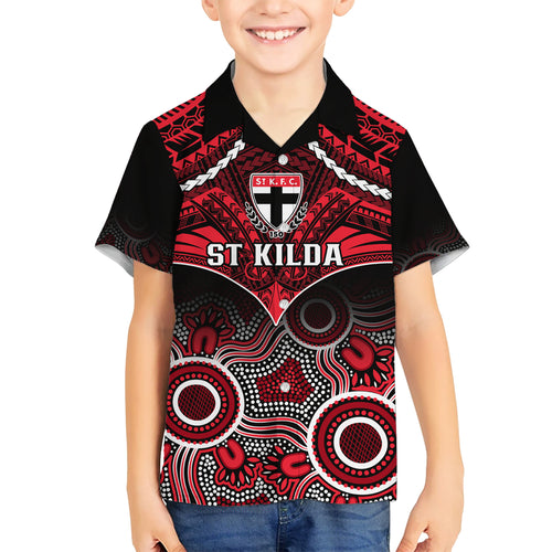 St Kilda Football Hawaiian Shirt Saints Aboriginal Mix Polynesian Pattern LT14