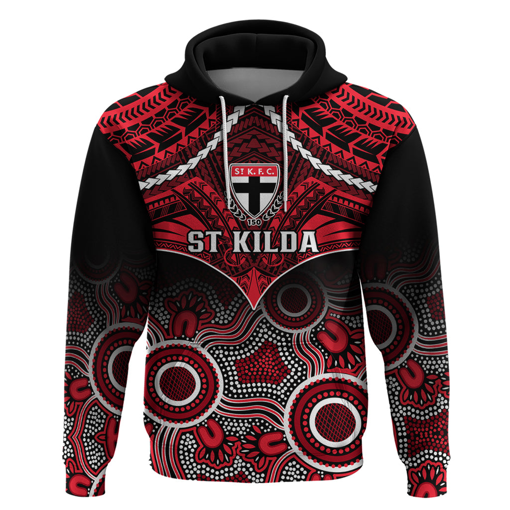 St Kilda Football Hoodie Saints Aboriginal Mix Polynesian Pattern LT14