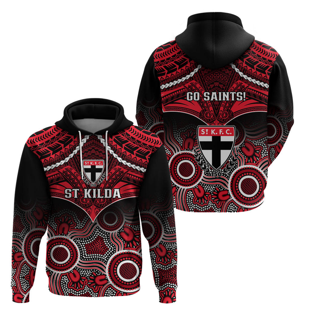 St Kilda Football Hoodie Saints Aboriginal Mix Polynesian Pattern LT14